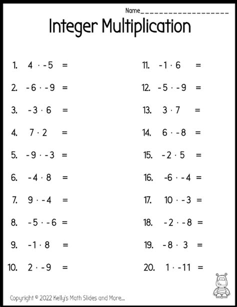 Integers: Printable Worksheets .